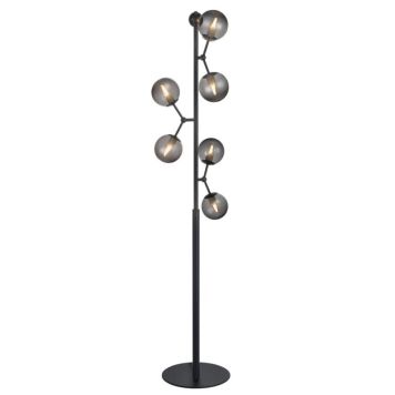 Halo Design gulvlampe Atom 6L røg/sort Ø37cm H155cm