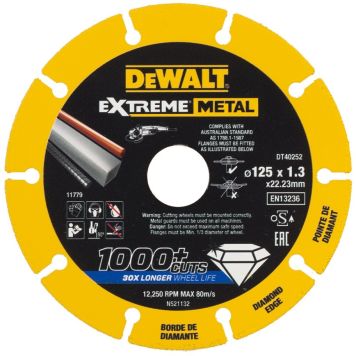 DeWalt diamantskæreskive 1000+ 125x22.23x1.3 mm metal