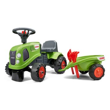 FALK Claas traktor gåbil grøn inkl. trailer, rive og skovl