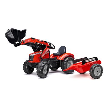 FALK Massey Ferguson frontlæsser til børn rød inkl. trailer