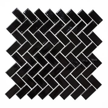 Mosaik Herringbone sort blank 30x30 cm