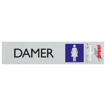 Pickup skilt damer alu look 165x44 mm