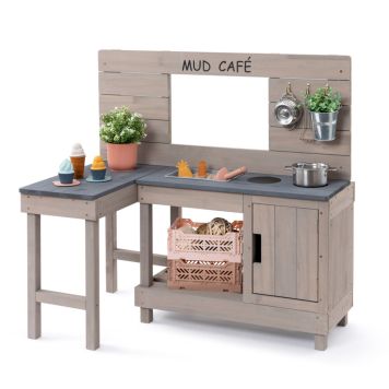 Muddy Buddy legekøkken Mud Café varm grå 100x60x95 cm