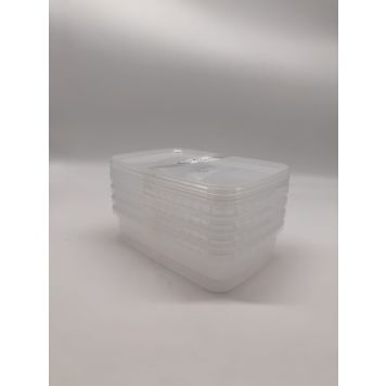 Plastbøtte m/låg 800 ml transparent 4 stk