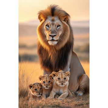 InEx World of Art akustik løve med unger - flere størrelser