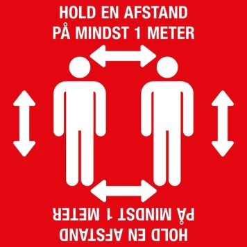 Hold afstand gulvsticker 280x280 mm rød/hvid