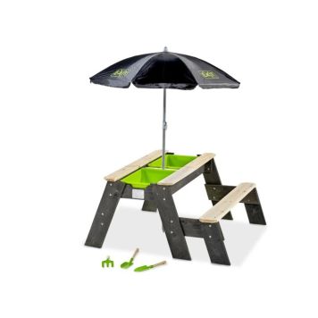 Exit Toys sand-, vand- og picnicbord Aksent m/1 stk. bænk, parasol og haveredskaber