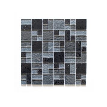 Mosaik glas & sten sort mix 30x30 CM