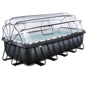 Exit Toys pool firkantet Black Leather sort m/filterpumpe, pooltag og stige 540x250x122 cm