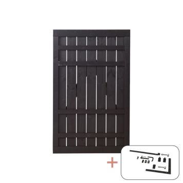 Plus enkeltlåge Rustik sort inkl. beslag 100x158 cm