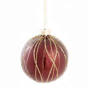 Det Gamle Apotek julekugle glas rød m/glimmer Ø8 cm