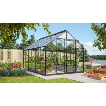 Vitavia drivhus Merkur 9,9 m² sort 3 mm delt glas m/sokkel 