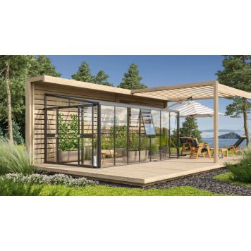 Vitavia drivhus Helena2 11,9 m² sort 3 mm hærdet glas 