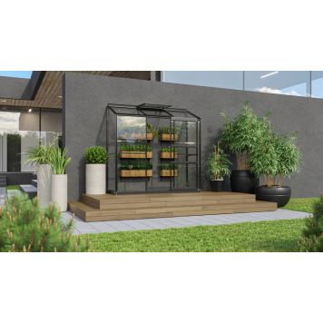 Vitavia vægdrivhus Ida 1,3 m²  sort 3 mm delt glas inkl. sokkel