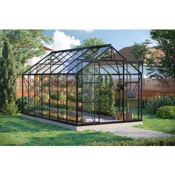 Vitavia drivhus Uranus 11,5 m² sort 3 mm hærdet glas