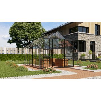Vitavia drivhus Mars sort 3 mm hærdet glas 8,3 m² inkl. sokkel