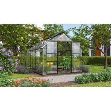 Vitavia drivhus Mars sort 3 mm hærdet glas 9,9 m² inkl. sokkel