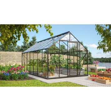 Vitavia drivhus Merkur 11,5 m² sort 3 mm hærdet glas