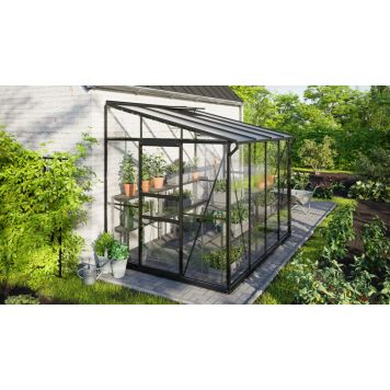 Vitavia vægdrivhus Ida 5,2 m² sort 3 mm hærdet glas 