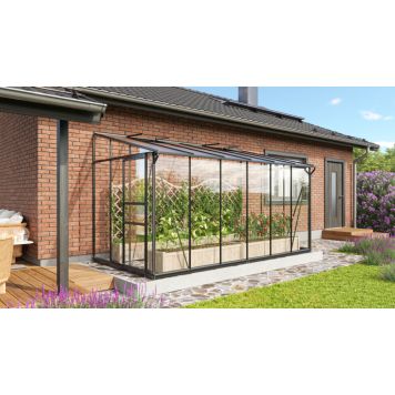 Vitavia vægdrivhus Ida 7,8 m² sort 3 mm hærdet glas 