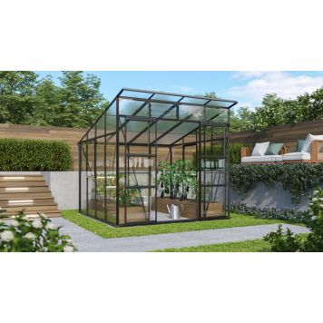 Vitavia drivhus Freya 7,6 m² sort 3 mm hærdet glas inkl. sokkel