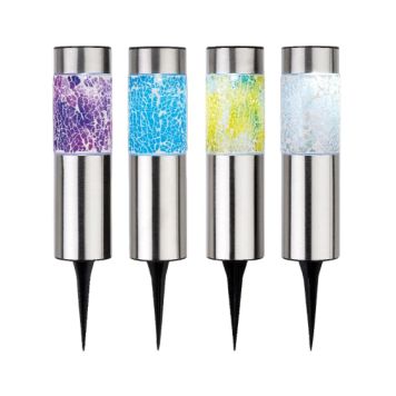 Solar spydlampe stål 22 cm assorterede farver