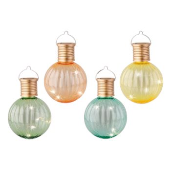 Solar lampe glaskugle ass. farver Ø8 cm