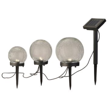 Solar spydlampe m/glaskugle 12 cm 3 stk.