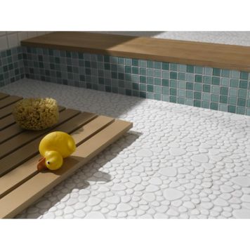 Mosaik Pebble Stone Uni hvid blank 27,5x27,5 cm 