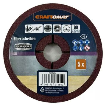 Craftomat fiberskive universal k80/115mm 5 stk