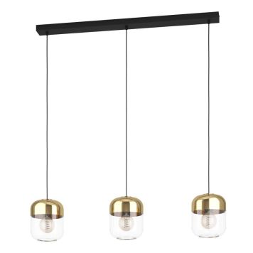 Eglo langbordspendel Maryvilla sort/klar/guld E27x3 87x110 cm