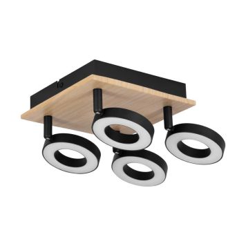 Eglo Rielves loftlampe LED 3000K træ/sort 17x17 cm