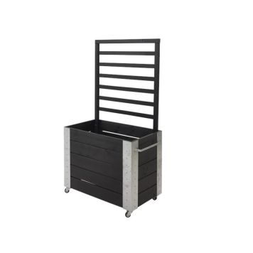 Plus blomsterrumdeler med hjul sort 87x50x155 cm