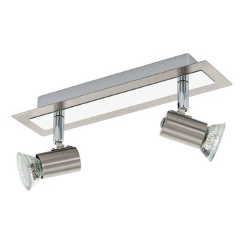 Eglo Rottelo spotlampe GU10 2x4,6W børstet stål/krom 28x7 cm