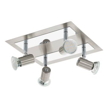 Eglo Rottelo spotlampe GU10 4x4,6 W børstet stål/krom 26x24 cm