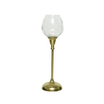 Decoris vindlys glas guld 36 cm 