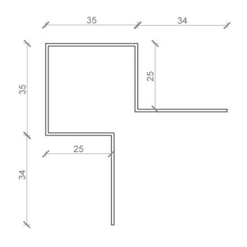 BMC udvendig hjørneprofil alu grå 25x25x2500 mm