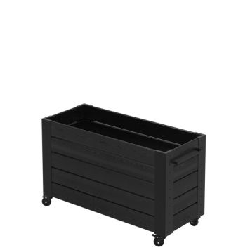 Plus Cubic blomsterkasse m/hjul nåletræ sort 120x50x73 cm