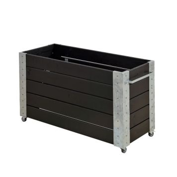 Plus blomsterkasse Cubic sort m/hjul 120 x 50 x 70 cm