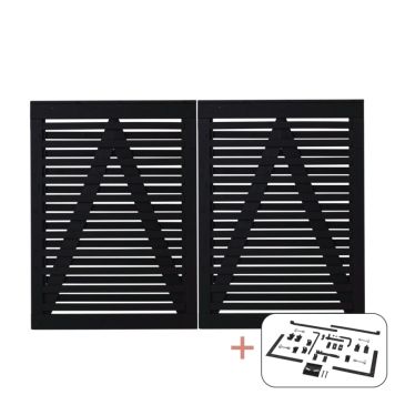 Plus dobbeltlåge Osaka sort inkl. beslag 200x136 cm