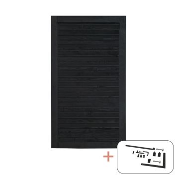 Plus enkeltlåge Plank sort inkl. beslag 100x163 cm