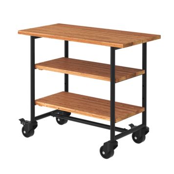 Plus Urban Picnic bord med 2 hylder & hjul ThermoWood/stål 100x50x90 cm