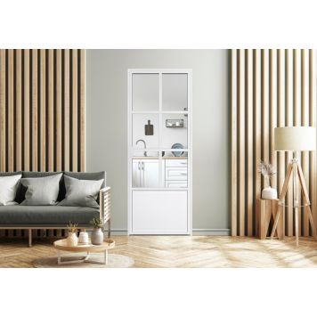 Kit' Atelier svingdør Urban m. panel hvid højre alu 208,9x88,6 cm