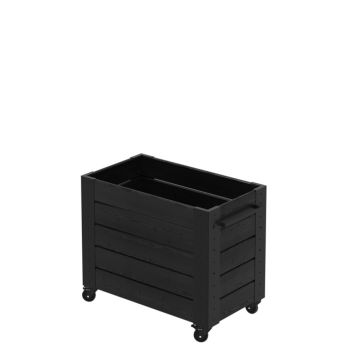 Plus Cubic blomsterkasse m/hjul nåletræ sort 87x50x73 cm