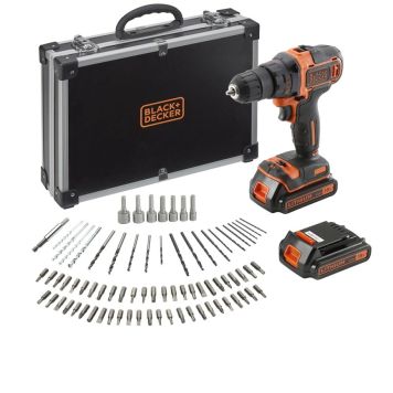 Black & Decker bore-/skruemaskine 18V inkl. 2 stk. 1,5Ah batterier, 1 kuffert og tilbehør