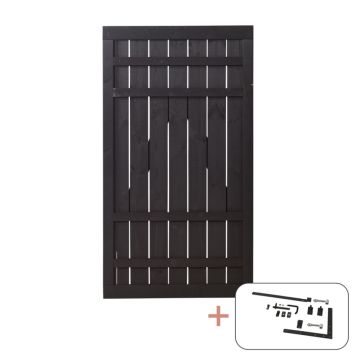 Plus enkeltlåge Rustik sort inkl. beslag 100x180 cm