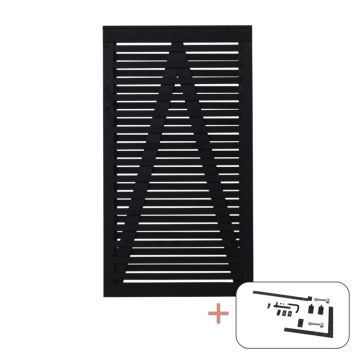 Plus enkeltlåge Osaka sort inkl. beslag 100x180 cm