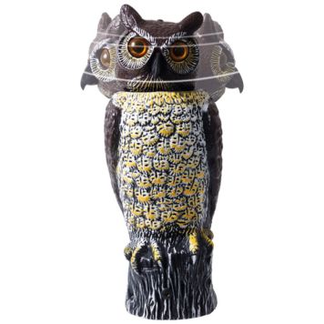 Mågeskræmmer uglen med bevægeligt hoved