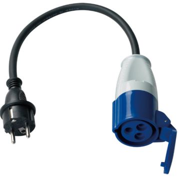 CEE 220V adapter hun til alm han 0.50mtr. kabel