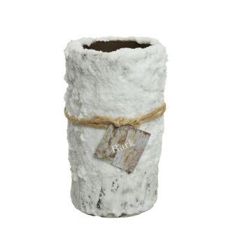 Stearinlys "træstamme" voks hvid Ø8xH14 cm